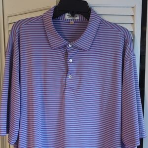 Peter Millar Men's Polo Shirt - Lavender and Blue Stripes XXL